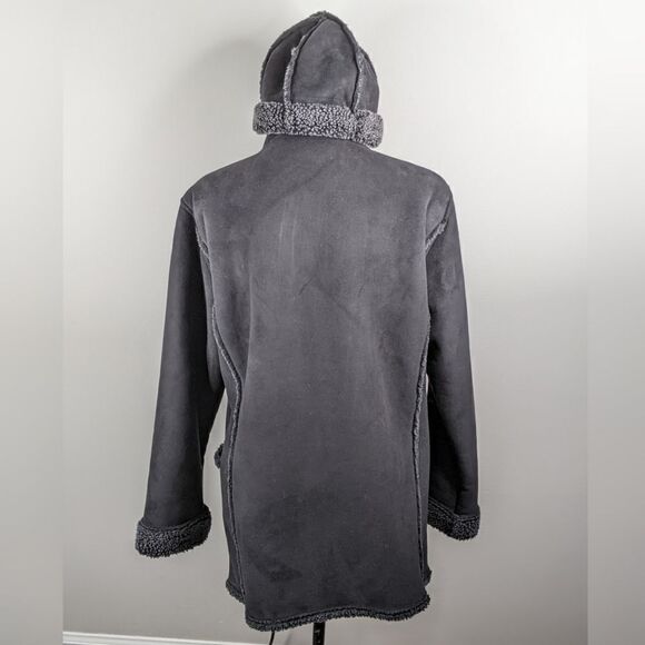 LL BEAN Faux Suede Sherpa Lined Coat with Matching Hat - Picture 13 of 16